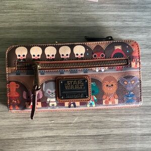 Loungefly Star Wars Character Zip Wallet - Brown and Multicolor
